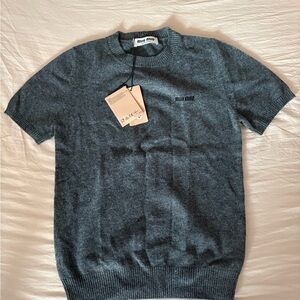 Miu Miu style Charcoal Knit Top